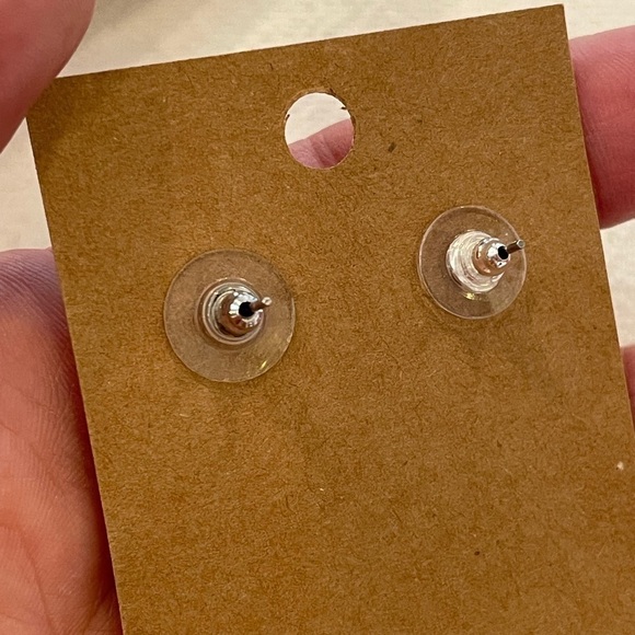 💐5/25 silver tone open double hoop texture modern earrings - Picture 3 of 6